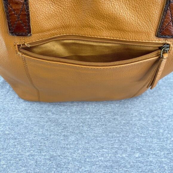 G.H. Bass Leather Purse Tan Brown Tote Bag Shoulder Bag Handbag Carryall - Picture 9 of 16